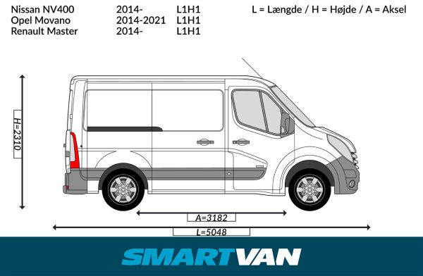 Letvægtspaneler Master NV400 10-24 Movano 10-21 – L1H1 forhjulstræk 2 bagdøre & 1 skydedør - Billede 3