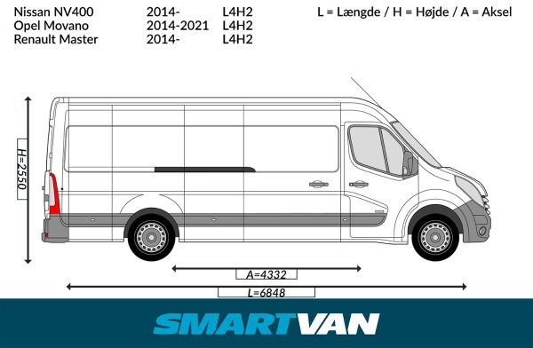 Varerumgulv NV400, Master NV400 10- Movano 10-21 - L4, baghjulstræk & 1 skydedør - Billede 5