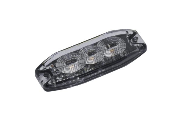 LED Blitzblink med 3 LED´er. Gult blitz med klart glas. 10-30V.