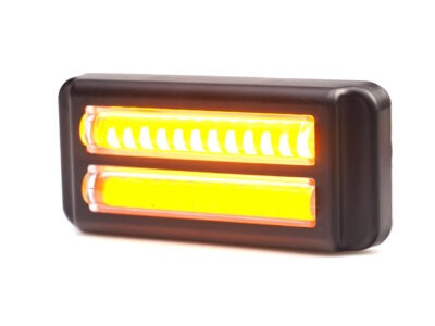 W290 - Gul LED sidemarkeringslys med gult blitz og klart glas. 1 række positionslys / 1 række blitzlys. Leveres med 5 meter kabel.