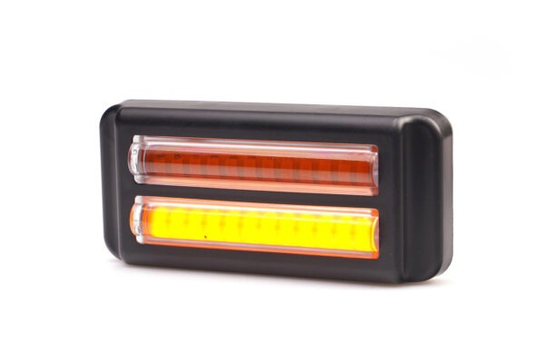W290 - Gul LED sidemarkeringslys med gult blitz og klart glas. 1 række positionslys / 1 række blitzlys. Leveres med 5 meter kabel. - Billede 2
