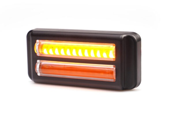 W290 - Gul LED sidemarkeringslys med gult blitz og klart glas. 1 række positionslys / 1 række blitzlys. Leveres med 5 meter kabel. - Billede 3