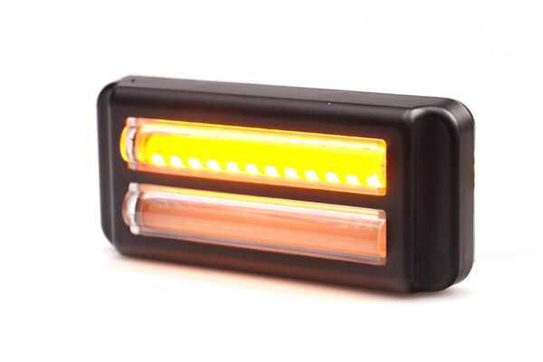 W290 - Hvid LED positionslys med gult blitz og klart glas. 1 række positionslys / 1 række blitzlys. Leveres med 5 meter kabel. - Billede 2